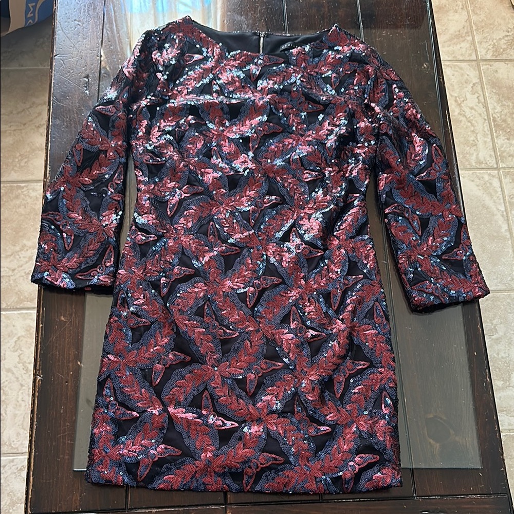 Red and Black endless rose Sequin long sleeve Dress 🌹🖤